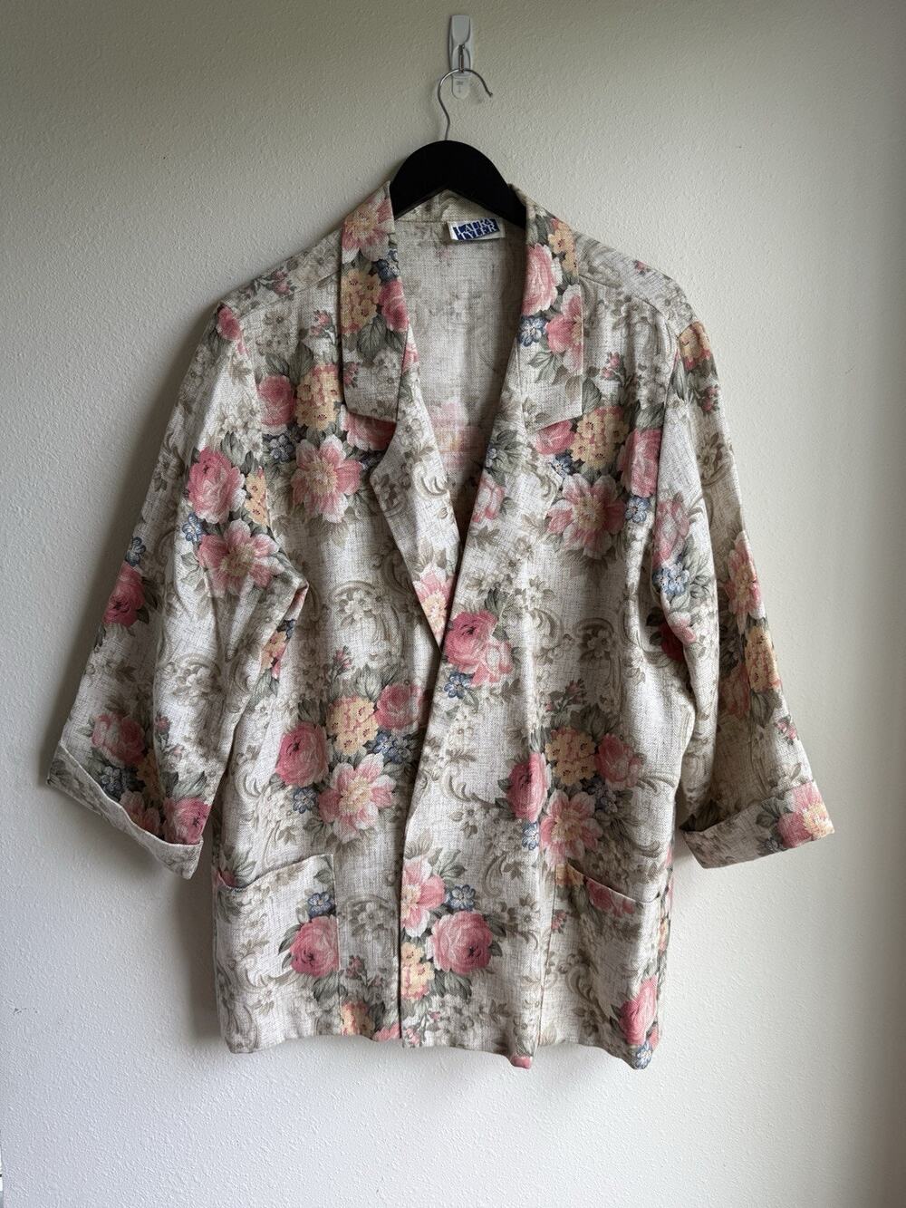 VTG Laura Tyler Women's Blazer 90s Size L Floral Multicolor Tan Style